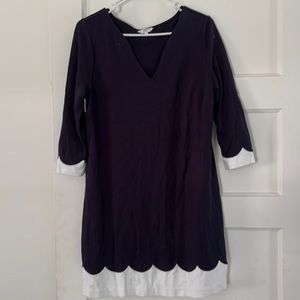 Crown & ivy size M 3/4 sleeve navy and white dress